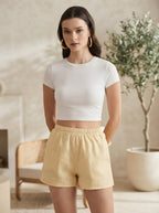 Beige Floater Elastic Shorts
