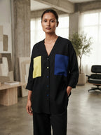 Black Oversized Mondrian Shirt