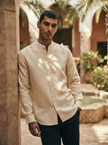 Beige Mandarin Collar Orbit Shirt