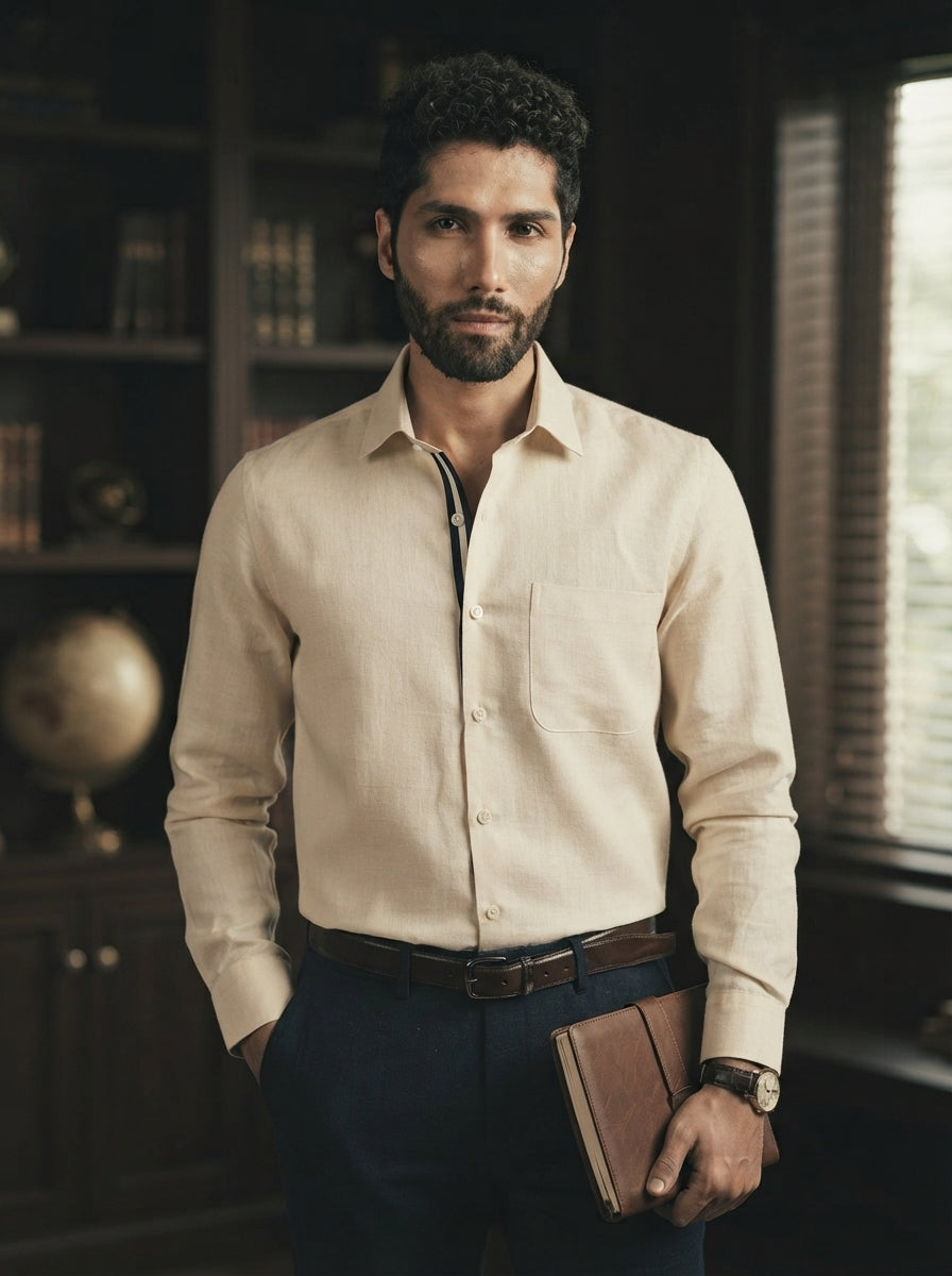 Beige Full Sleeve Breath Shirt