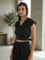 Black Slim Fit Cropped Cider Top