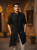 Black Metamorphosis Half Sleeve Kurta