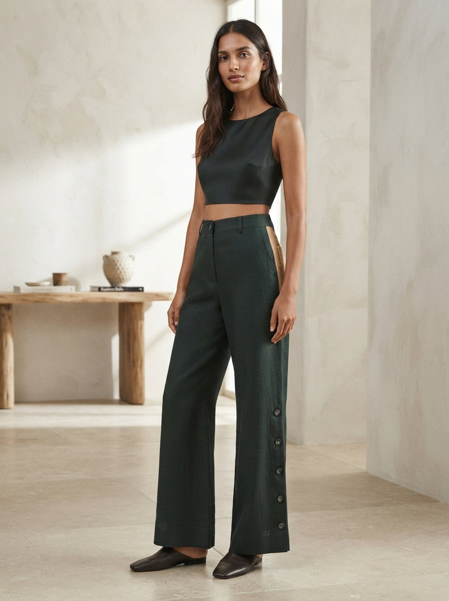 Black Classic Highwaisted Marigold Flared Pants