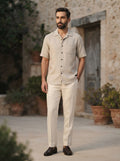 Oatmeal Relaxed Cuban Collar Palm Shirt