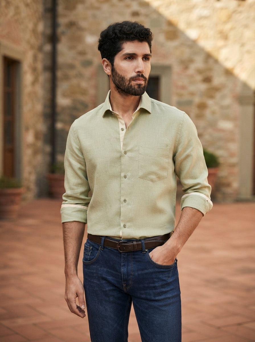Green Full Sleeve Breath Shirt
