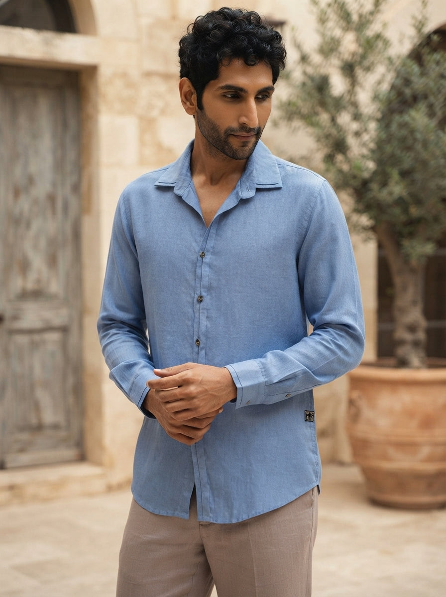 Blue Marine Straight Fit Double Collar Shirt