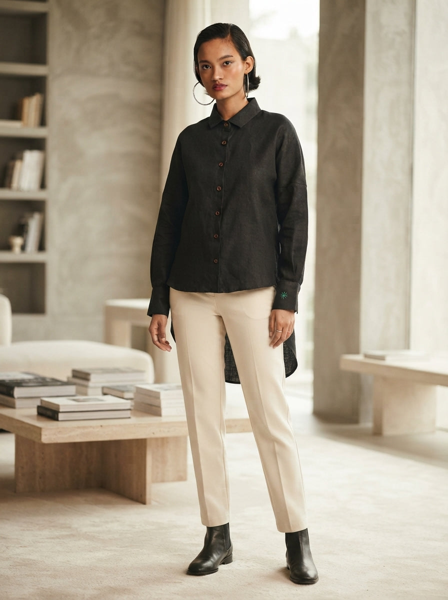 Black Oversized Morningstar Balloon Sleeve Shirt