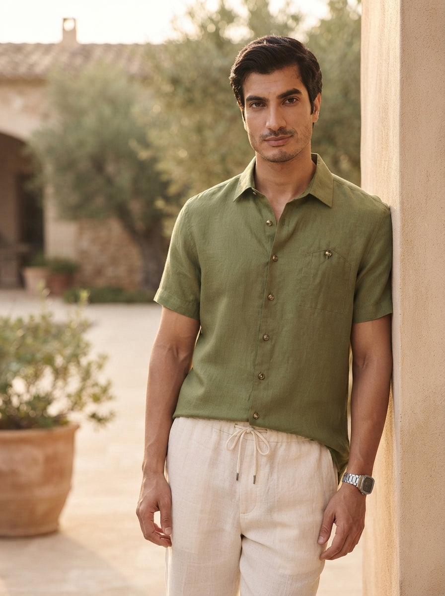 Olive Classic Half Sleeve Burrow Shirt