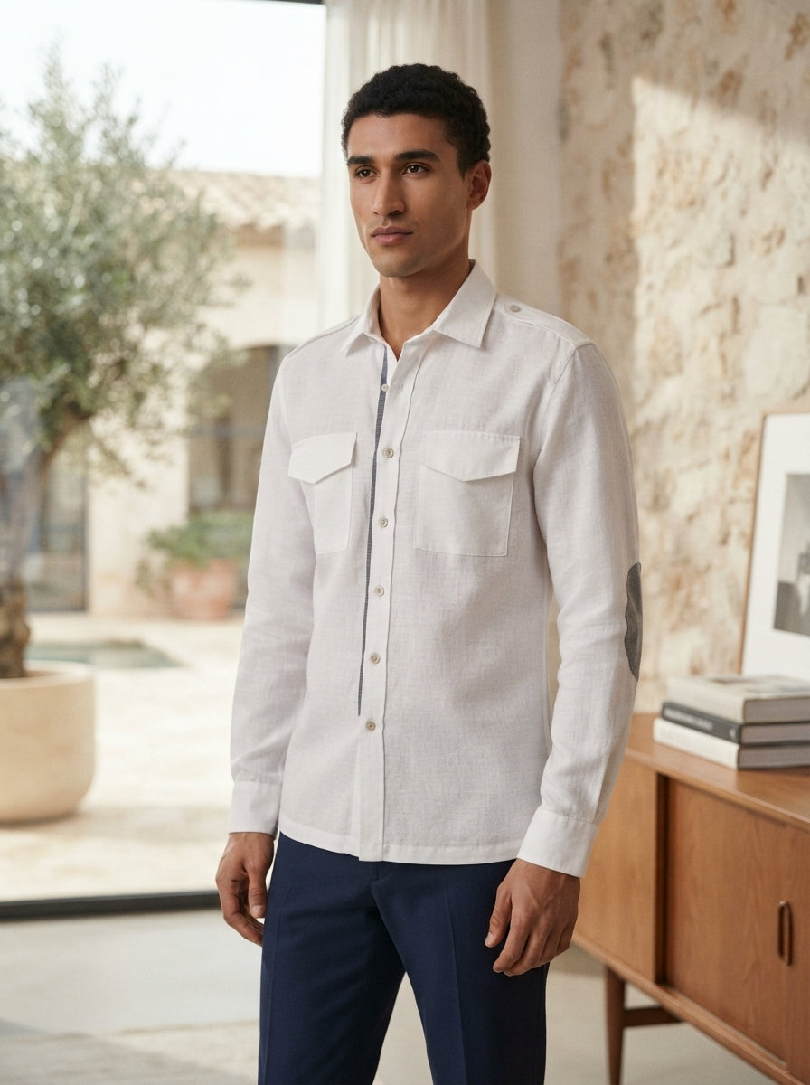 White Sequoia Elbow Patch Shirt