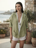 Green Oversized Outerwear Unisex Banyan Jacket