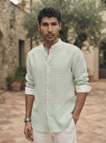 Mint Mandarin Collar Orbit Shirt