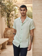 Mint Cuban Collar Arrow Shirt