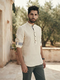 Beige Mandarin Collar Earthen Shirt