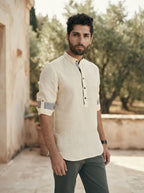 Beige Mandarin Collar Earthen Shirt