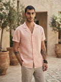 Peach Cuban Collar Arrow Shirt