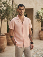 Peach Cuban Collar Arrow Shirt