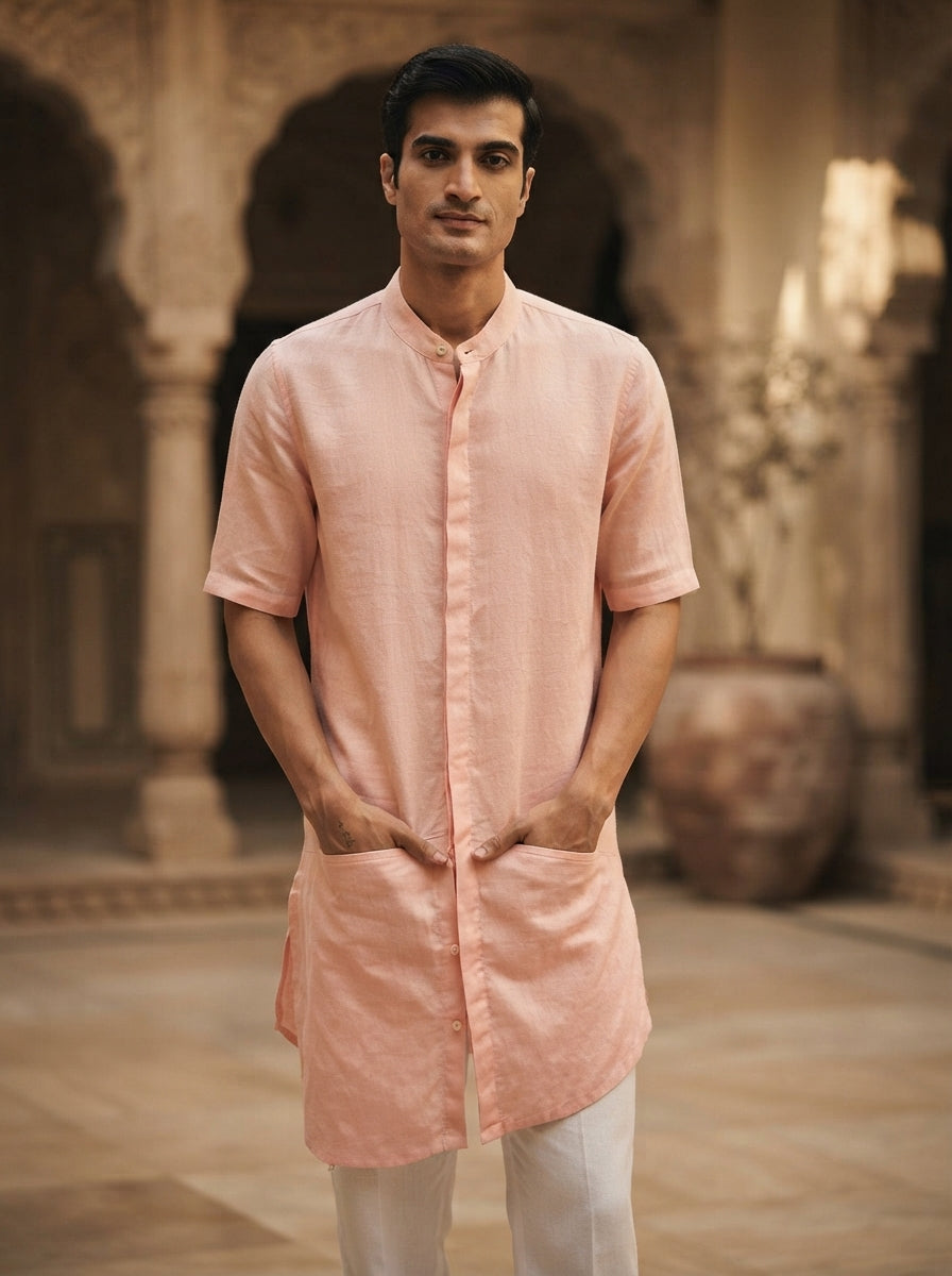Peach Metamorphosis Half Sleeve Kurta