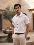 White Classic Vital Half Sleeve Shirt