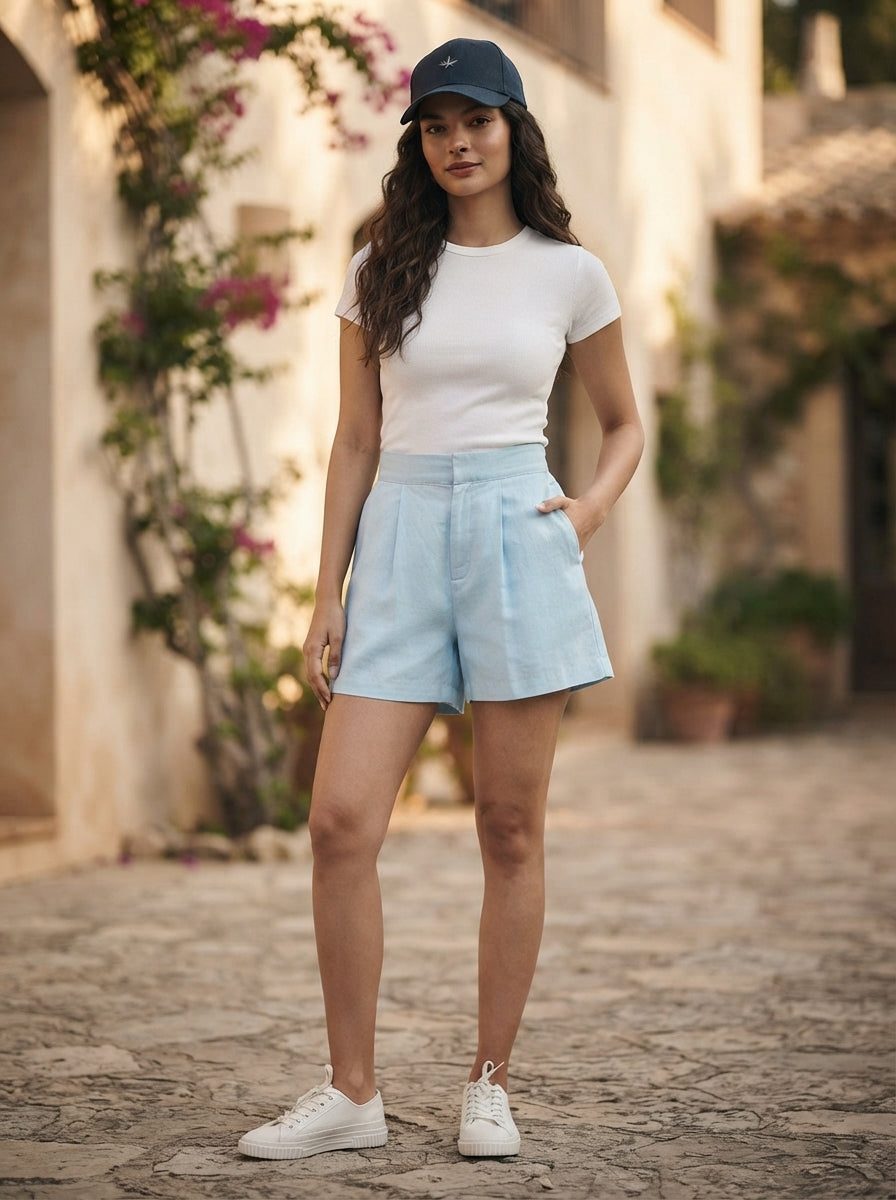 Light Blue Highwaisted Aerial Shorts