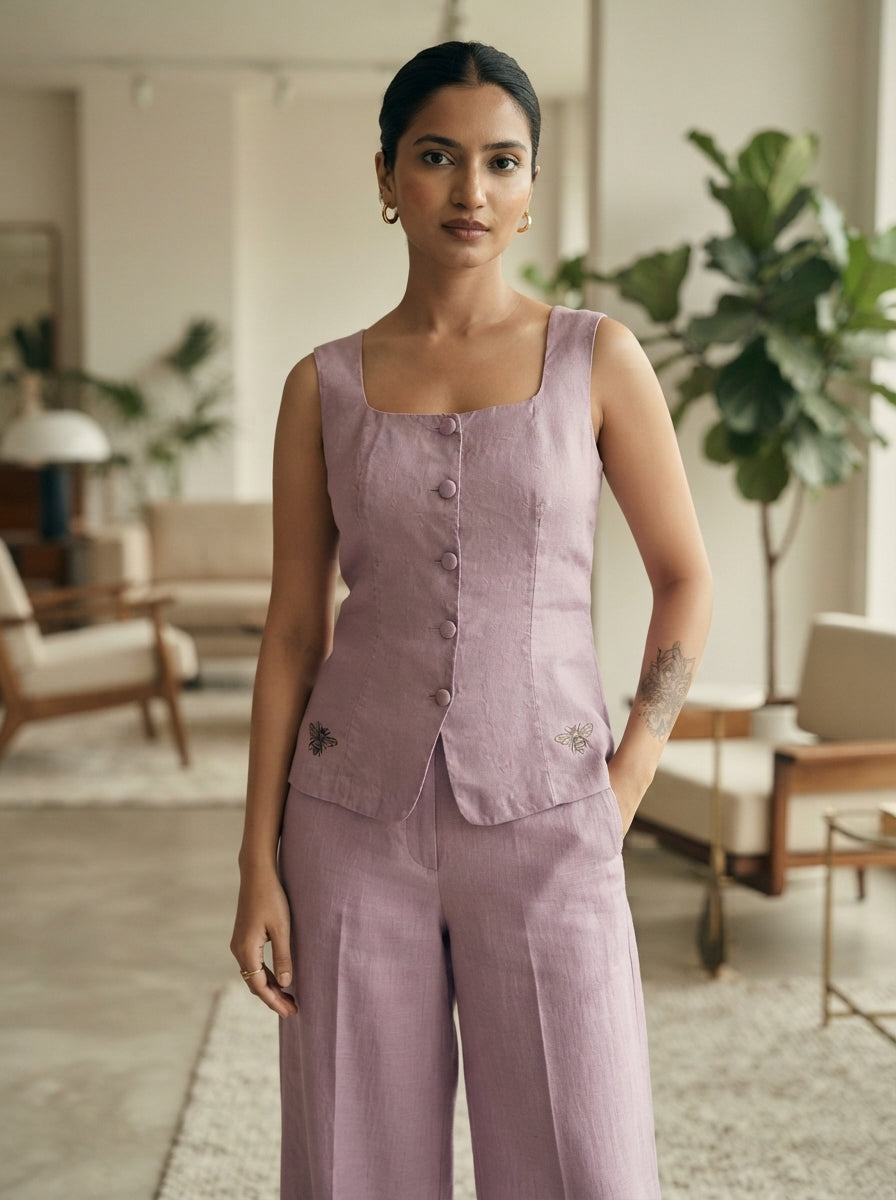 Pink Ivy Waistcoat Top