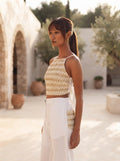 White Mellow Tie Up Top
