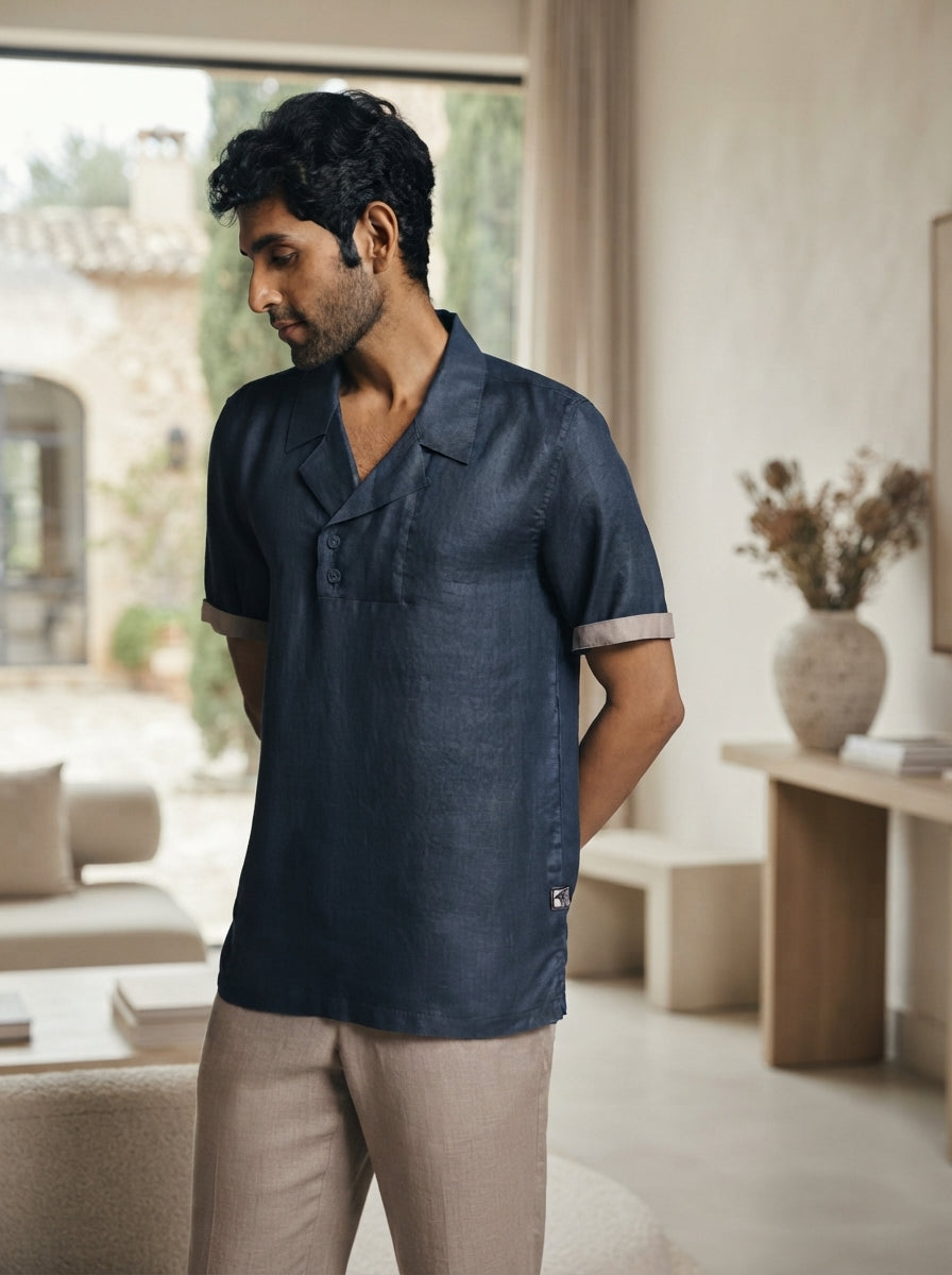 Navy Blue Relaxed Fit Indigo Casual Shirt