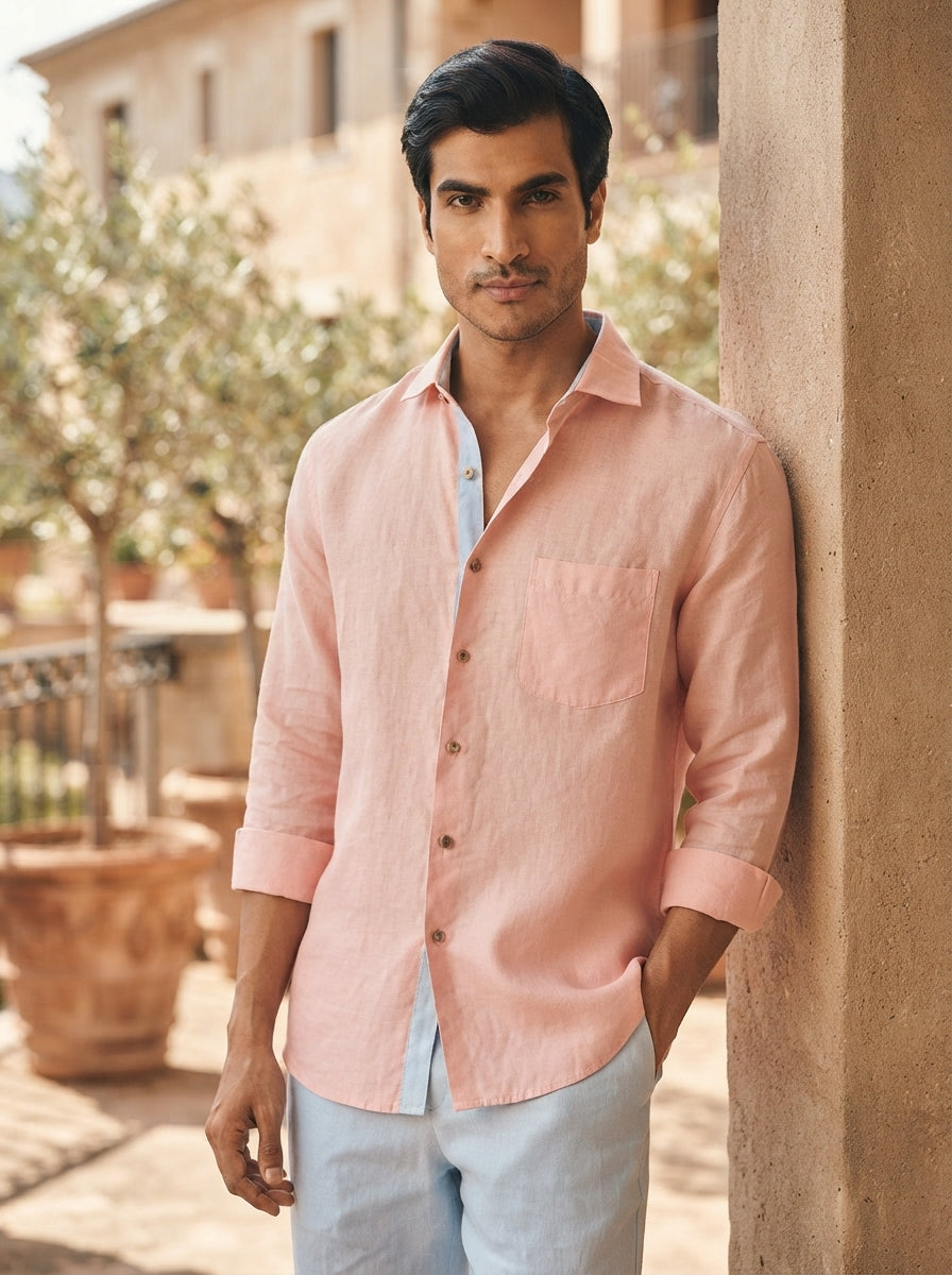 Peach Full Sleeve Breath Shirt