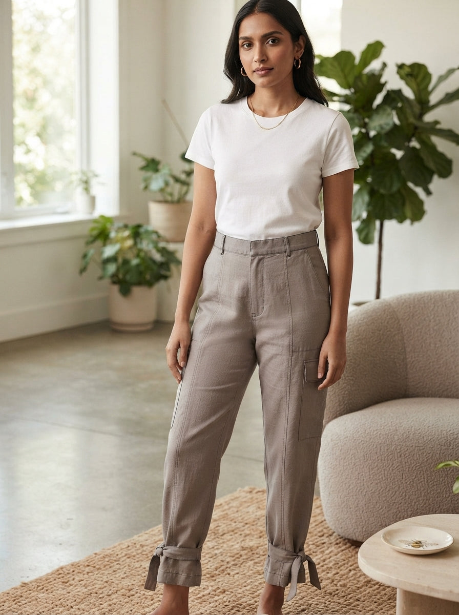 Khaki Highwaisted Sienna Cargo Pants