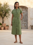 Olive Relaxed Fit Iris Shirt Dress