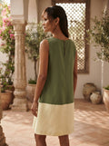 Olive A Line Dew Colorblock Dress