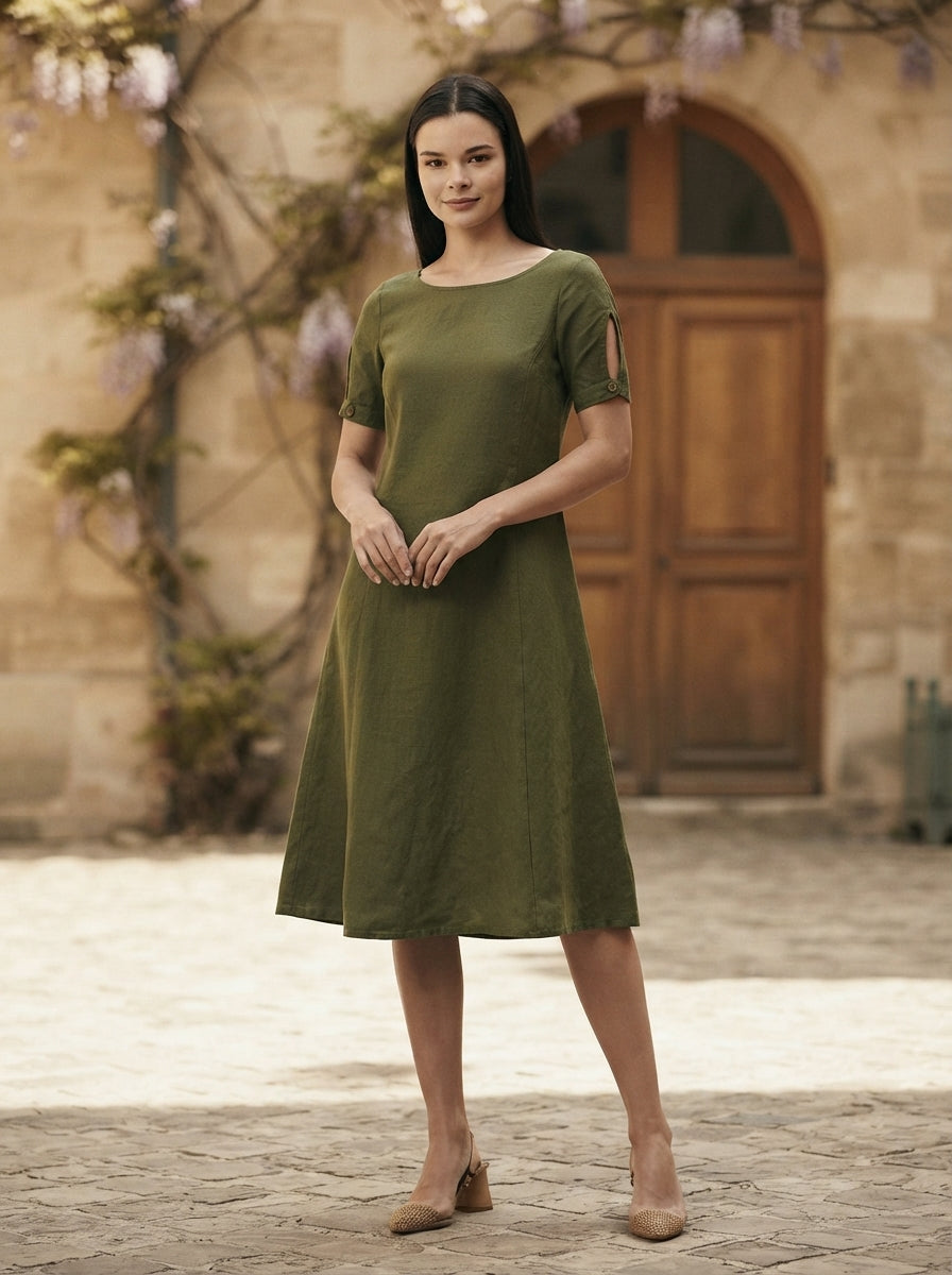 Olive Midi Length Twilight Dress