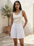 White Classic Highwaisted Aerial Shorts