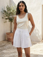 White Classic Highwaisted Aerial Shorts