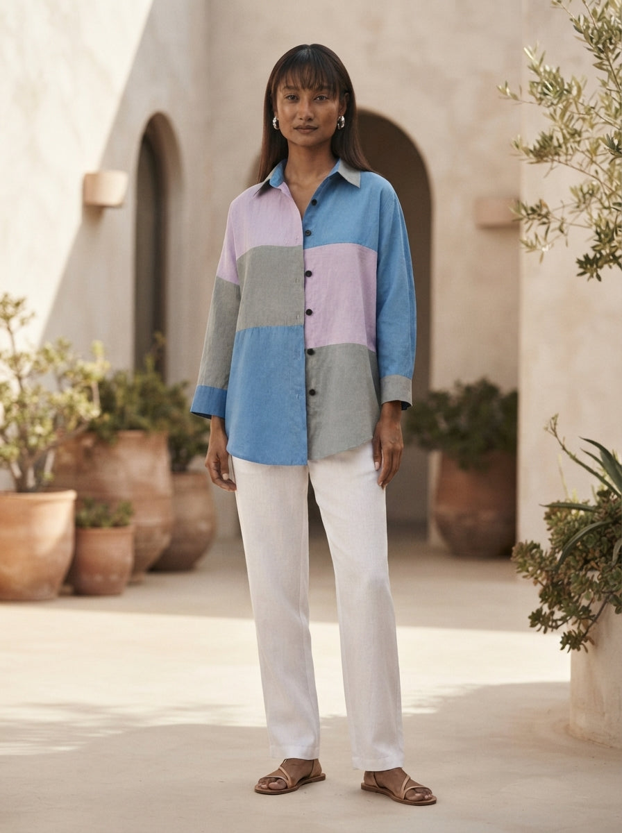 Pink Oversized Aurora Colorblock Shirt