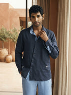 Classic Navy Hemp Topaz Full Sleeve Shirt