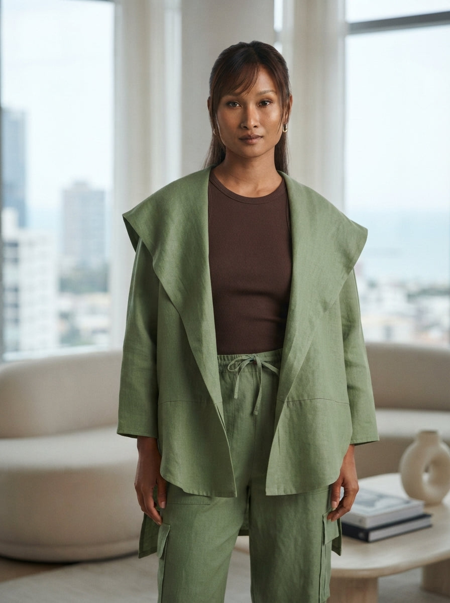 Olive Oversized Outerwear Unisex Banyan Jacket