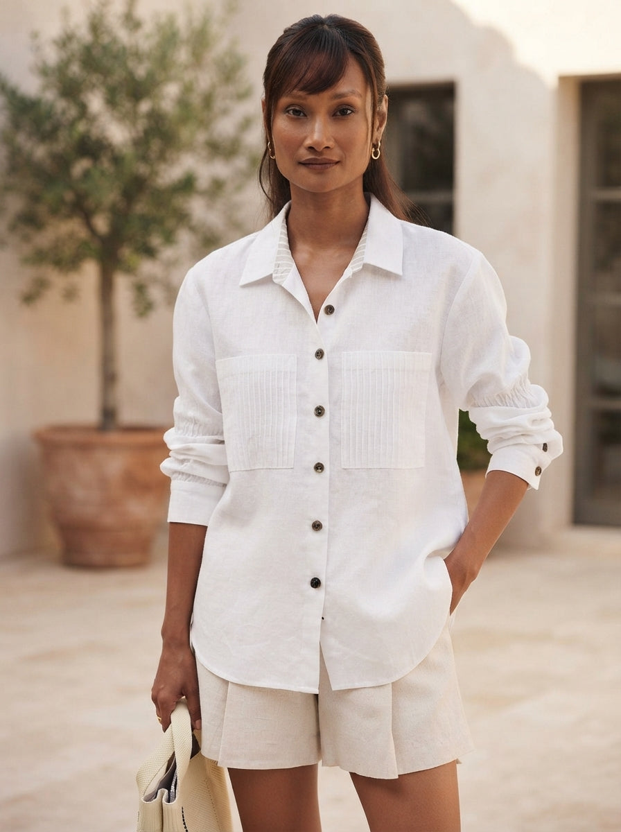 White Ivory Pin Tuck Shirt