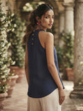 Navy Slimfit Tide Halter Top