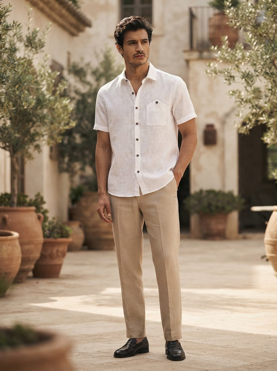 White Classic Half Sleeve Burrow Shirt