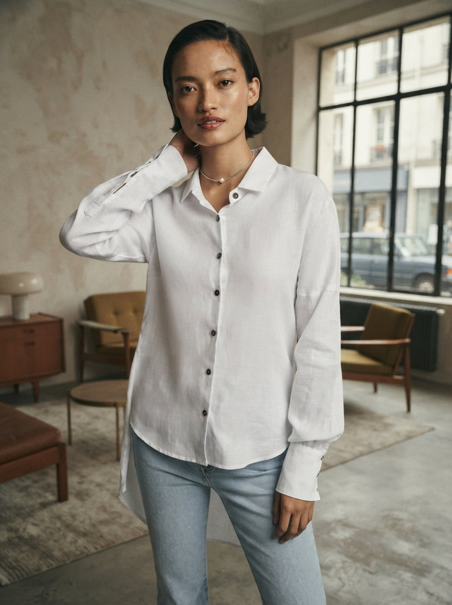 White Oversized Morningstar Balloon Sleeve Shirt