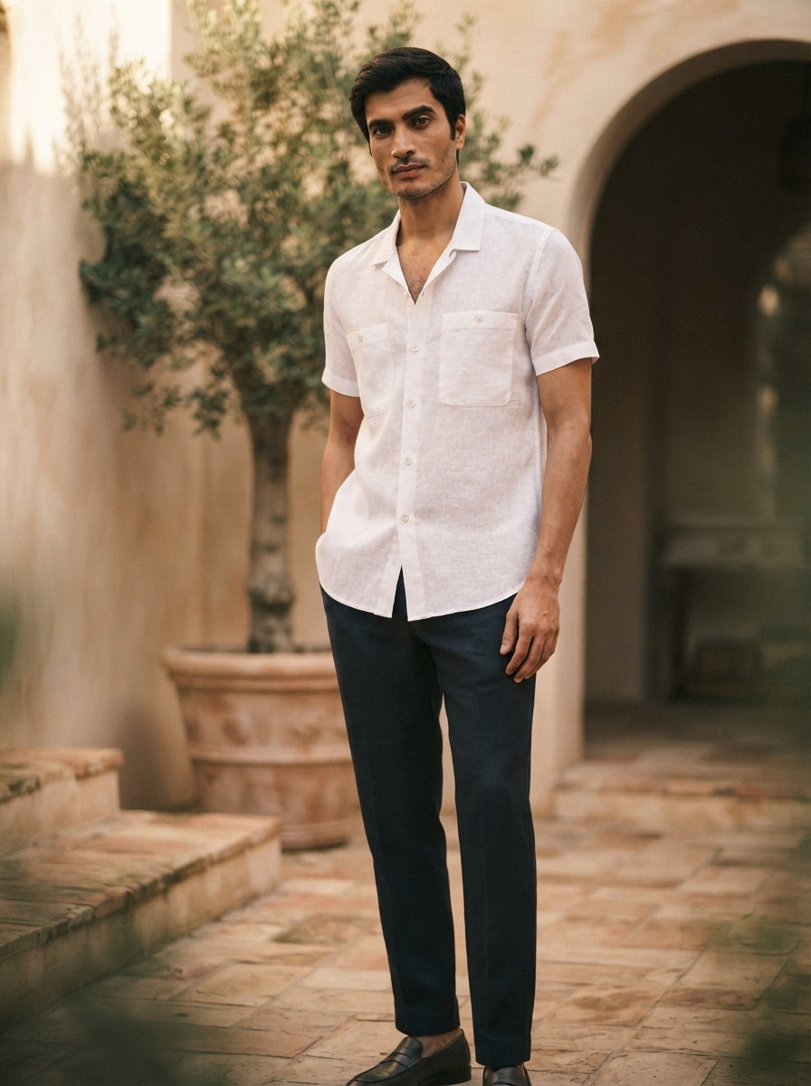 White Dawn Half Sleeve Casual Shirt
