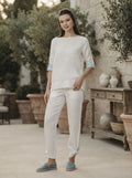 Set of 2: Whisper Top & Flutter Tie Up Joggers - White