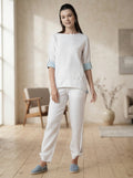 White Flutter Tie Up Joggers