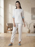 White Flutter Tie Up Joggers