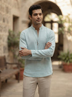 Light Blue Zeal Zipper Full Sleeve Shirt