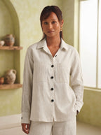 Oatmeal Ivory Pin Tuck Shirt
