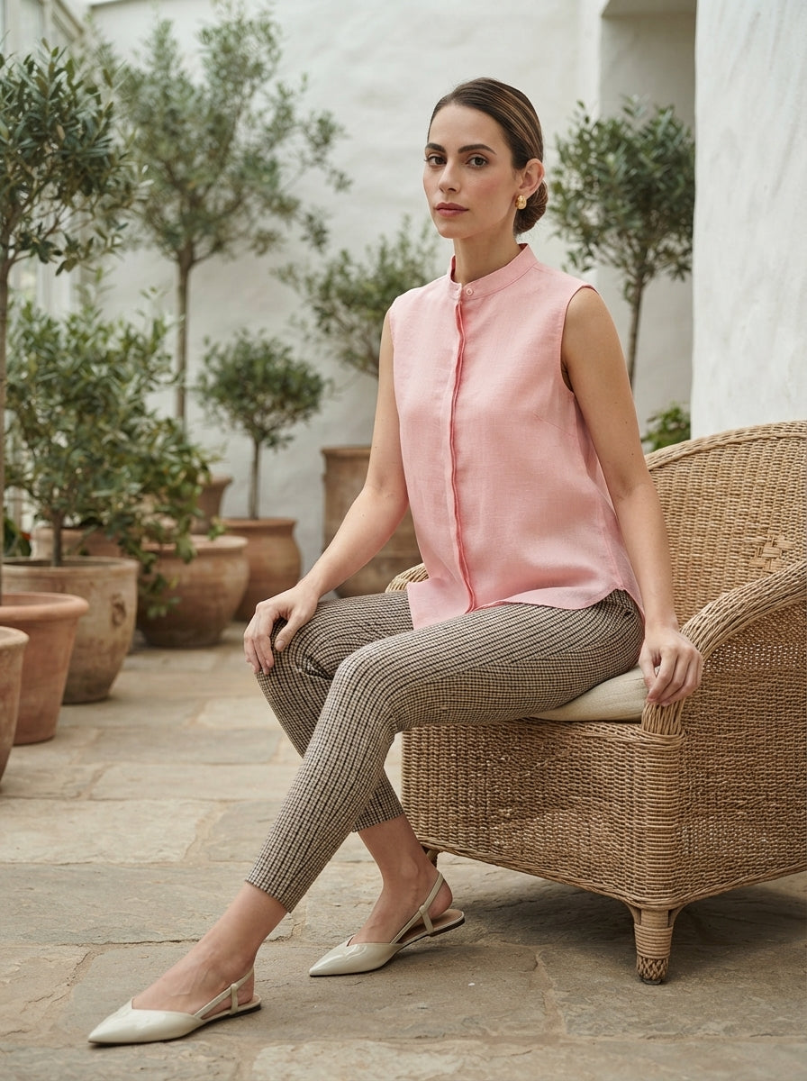 Peach Sleeveless Zephyr Shirt