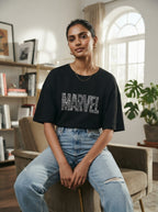 Black Graphic Print Marvel T-Shirt