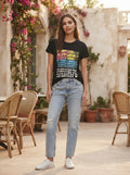 Black Graphic Print Round Neck T-shirt