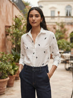 White Printed Full Sleeve Casual Shirt